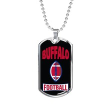 Buffalo Fan Necklace Dog Tag Stainless Steel or 18k Gold 24&quot; Chain - £37.92 GBP+