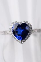 2 Carat Moissanite Heart-Shaped Side Stone Ring - £202.32 GBP