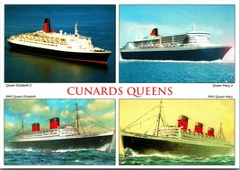 Marine Art Posters Cunards Queens Ships Multi View Continental Size Postcard - £10.27 GBP