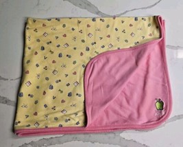 VTG Gymboree Pink Yellow Apple Cat Cotton Baby Blanket 2000- READ DESCRI... - £101.19 GBP