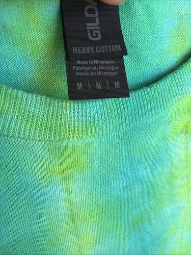 NEW Gilden Men’s Lime Green Blue Spiral Ice Tie Dye Short Sleeve Shirt Medium Item image 8