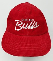 Chicago Bulls Hat Script Snapback Cap Corduroy NBA 90s 1990s Jordan NBA VTG - £103.11 GBP