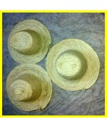 Moroccan Straw Hats Lot of 3 Handmade summer hats garden Palm Leaves Protects Ag - £80.48 GBP
