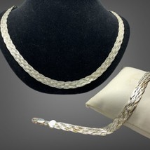 vintage sterling silver 925 braided neckla e 24”&amp; bracelet 8.75” Total Weight40g - £179.63 GBP