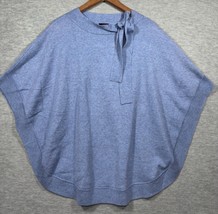 Talbots Womens Light Blue Poncho Sweater L Tie Neck - $732.01 MXN