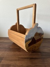 HANDMade Hand Painted Basket Box Folk Art Wood Pumpkin Autumn Fall Made ... - £19.97 GBP