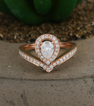 0.50Ct Pear Cut Diamond Half Eternity Engagement Ring Band 14k Rose Gold Finish - £59.03 GBP