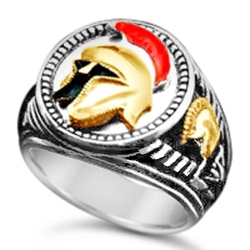 Trojan Helmet,Men's Signet ring....sterling silver,Bronze - $79.00