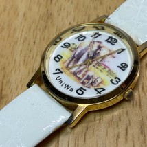 Vintage Uniwa Elephant Dial Mens Gold Tone Analog Quartz Watch Hours~New Battery - £7.96 GBP