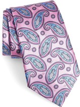  Ermenegildo Zegna Paisley Silk Tie Pink - $135.00