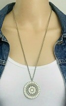 American Eagle Outfitters AEO Cream Enamel Inlay Medallion Pendant Necklace - £11.07 GBP