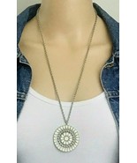 American Eagle Outfitters AEO Cream Enamel Inlay Medallion Pendant Necklace - $13.86