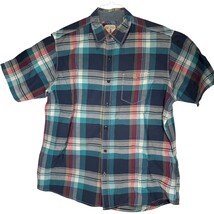 Redhead Brand Button-up Short Sleeve Dress Shirt Blue/Red/White Plaid Me... - $18.05