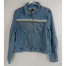 Boom Boom Jeans Women&#39;s Denim Jean Jacket With Aztec Design Size XL - £18.93 GBP