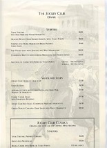 The Jockey Club Menu Washington DC 1990&#39;s - £46.18 GBP