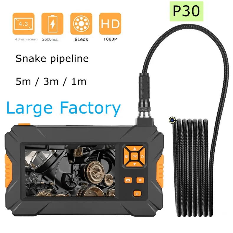 P30  Pipeline Industrial Pipe Endoscope HD Handheld Screen Endoscope 4.3... - £148.49 GBP
