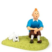 Tintin sitting in the grass resin figurine statue Moulinsart New - $339.99