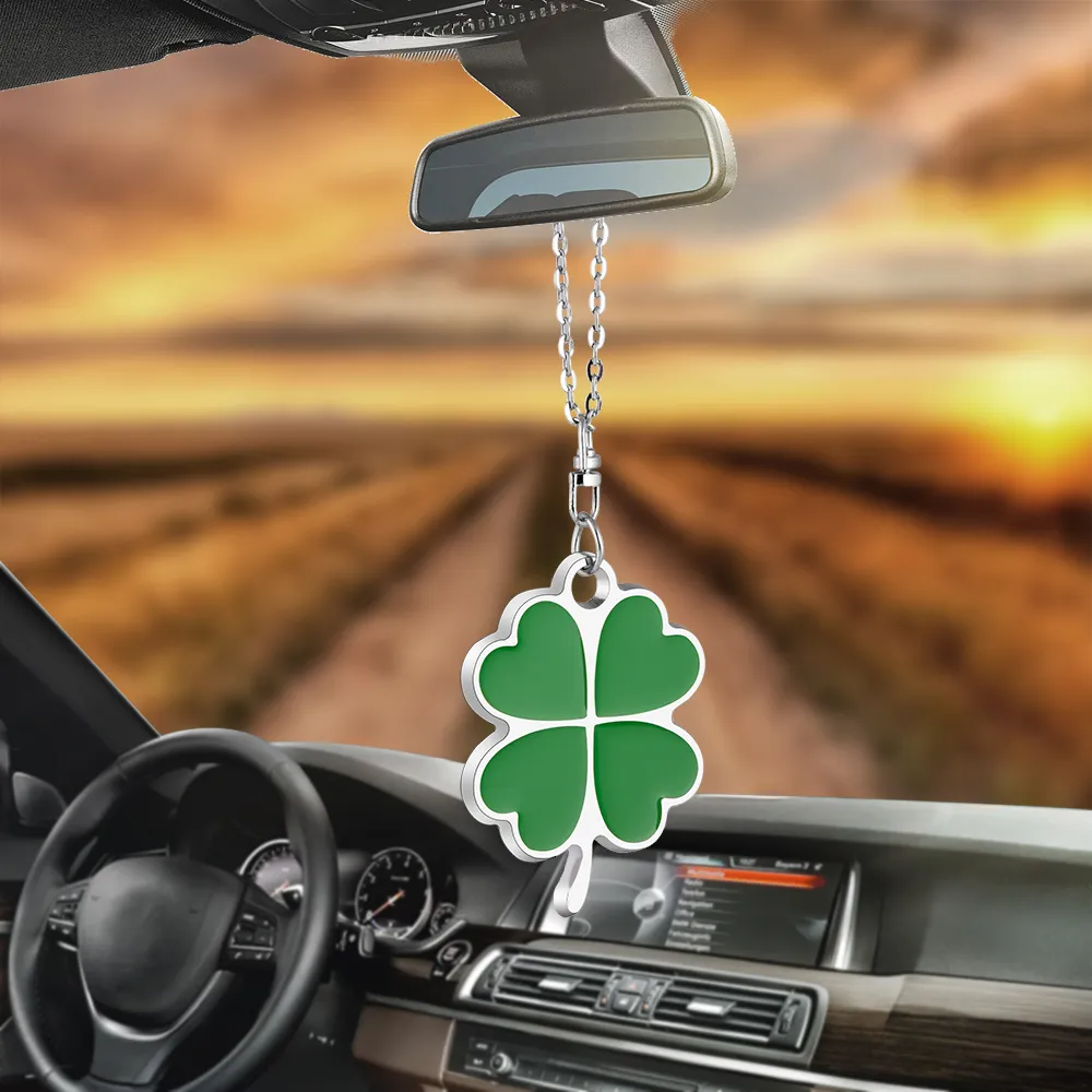 Car Pendant Beautiful Lucky Clover Ornaments Charms Rearview Mirror Decoration - £11.48 GBP