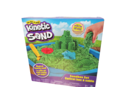 Spin Master Kinetic Sand Sand Box Set 3 Tray Molds 1lb Green Sand Complete - $19.79