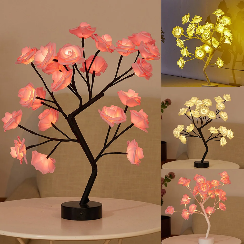 LED Tabletop Artificial Flower Bonsai Tree Lights Color Changing Flower ... - $21.42+