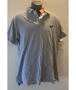 Superdry men’s Pique polo shirt size US Large Gray Embroidered Logo nwt - £25.53 GBP