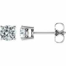 2.50CT Forever One Moissanite Round Stud Earrings 14K White Gold Pushback - £655.24 GBP