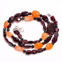 Rhodolite Garnet Carnelian Aventurine Beads Necklace 4-19 mm 18&quot; UB-8506 - £8.69 GBP