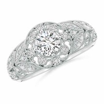 ANGARA Vintage Inspired Diamond Halo Filigree Engagement Ring in 14K Gold - £1,690.67 GBP