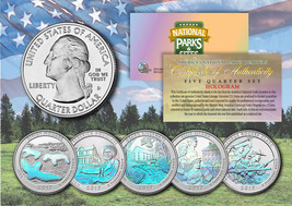 2017 America The Beautiful HOLOGRAM Quarters U.S. Parks 5-Coin Set w/Cap... - $15.85