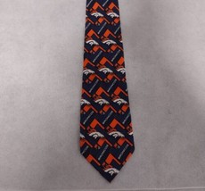 Denver Broncos NFL Necktie Blue Orange White Silk Chevron Pattern - $14.95