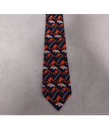 Denver Broncos NFL Necktie Blue Orange White Silk Chevron Pattern - £11.75 GBP