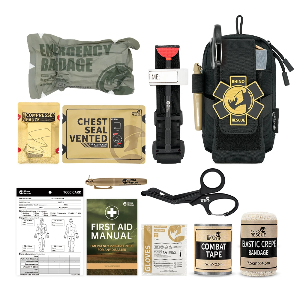 Rhino Rescue EDC Pouch First Aid Kit Tactical Military Survival Trauma Kit Molle - £33.11 GBP+