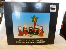 8 Piece Flute Claydough Christmas Table Nativity Figurine Set #612202AHR - $35.63