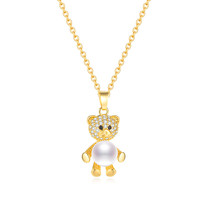 Bear Pearl Necklace Women&#39;s Jewelry Light Luxury High-Grade Temperament - £7.96 GBP