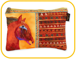 Laurel Burch &quot;One Wild Horse&quot;~#LB8512D Canvas 9&quot;x6.5&quot; Cosmetic Bag~Zip~Brand New - £9.05 GBP