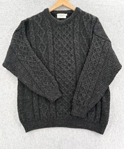 Aran Islands Hand Knit Crewneck Fisherman Heavy Cable Knit Sweater Men&#39;s XL - $37.62