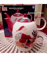 Debbie Mumm Tea For One SANTA&#39;S SPIRIT Tea Pot Folk Art Santa Sakura - £16.76 GBP