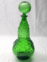 Vintage EMPOLI 14.5&quot; Hand Blown Glass Raised Grapes &amp; Vine Decanter With... - $851.17 MXN