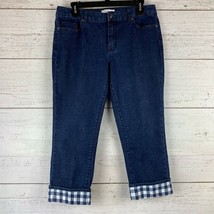 Coldwater Creek Denim SZ 8 Plaid Contrast Cuff Cropped Capri Natural Fit - $23.00