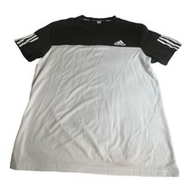 Adidas Original Short Sleeve 3 Stripe Tennis Shirt Black White Sports Workout - £14.47 GBP