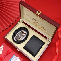 BULLCAPTAIN Leather Wallet &amp; Belt Luxury Set Combination SET02 - $85.98