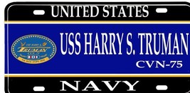 Navy Uss Harry S. Truman CVN-75 License Plate Made In Usa - £23.97 GBP