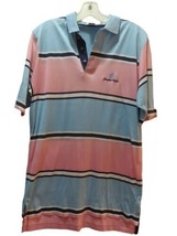 Izod Club Cerromar Beach PR polo shirt blue pink colorblock striped M vintage - £16.27 GBP