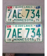 Match Number Set Pair 1971 7AE734  MINNESOTA MN LICENSE PLATE TAG Muscle... - €60,50 EUR