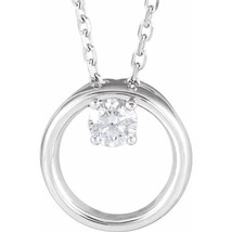 Authenticity Guarantee 
14K White Gold Diamond Circle Necklace - £558.74 GBP