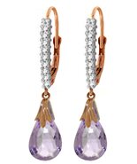 Galaxy Gold GG 14K Solid Rose Gold Natural Diamond and Amethyst Briolett... - $571.38