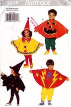Toddler's WITCH, PUMPKIN & CLOWN Costumes Vintage 1994 Pattern 3658 Sizes 1-4 - $8.00