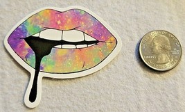 Lips and Mouth with Teeth Black Dripping Cool Sticker Decal Awesome Multicolor - £1.45 GBP