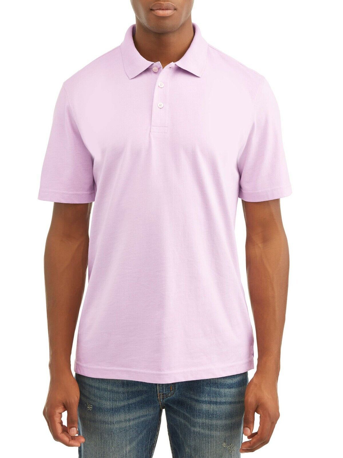 George Men&#39;s Short Sleeve Solid Polo Size XL (46-48) Lavender No Roll Co... - $13.54