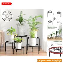 Versatile 5-Pack Black Plant Stands - Heavy Duty with Guard Rails for St... - $52.42